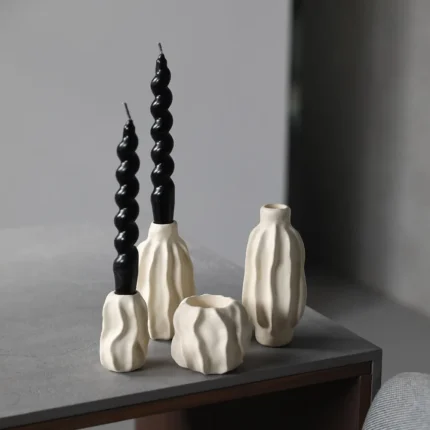 Nordic Geometric Ceramic Candlestick Ornaments Living Room Bedroom Dining Room Atmosphere Candlestick Crafts Wedding Decoration 1