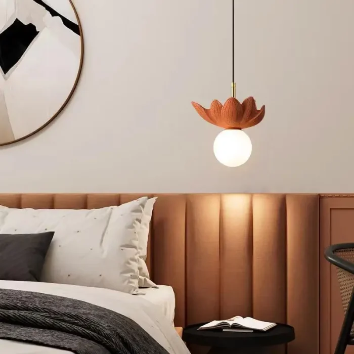 Nordic Personality Restaurant Small Chandelier Creative Bar Single-Head Bedroom Bedside Resin Glass Decorative Chandelier G9 5
