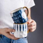 350ml Japanese Ceramic Mug  Coffee Cup Underglaze Office Home Milk   Bumpy Surface Handgrip  Microwave Safe 2