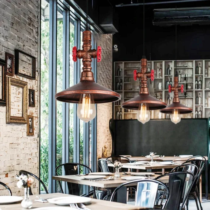 Vintage Industrial Single Head Steampunk Water Pipe Pendant Light Retro Metal Copper Pipe Chandelier Adjustable Hanging Lamp 4