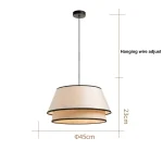 E27 Japanese Style Creative Dining Table Chandelier Study Bedroom Lamp Living Room Decorative Fabric Lamps 5