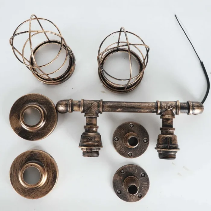 Retro Water Pipe Wall Lamp Double Head Industrial Style Lamp Bar Creative LED Iron Wall Lamp 6