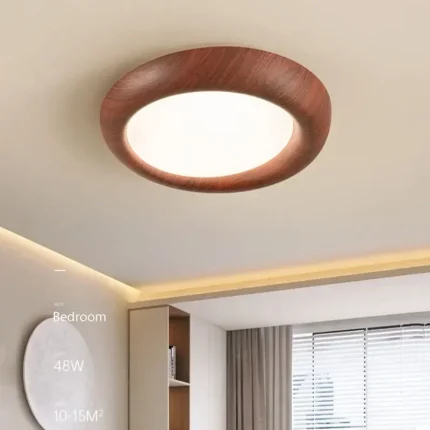 LED Nordic Ceiling Light Wooden Acrylic Walnut Color Original Wood Color Full Spectrum Lamps For Bedroom Study Corridor Fixtures 1