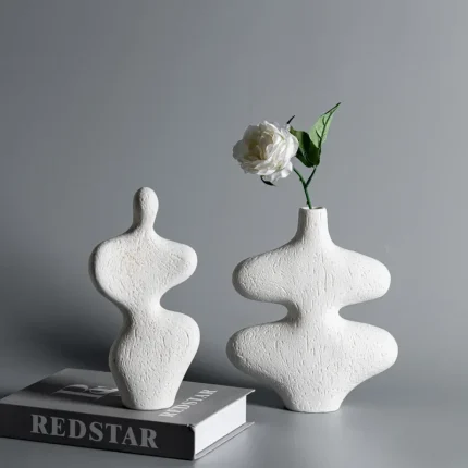 Nordic White Vegetarian Ceramics Desktop Vases Ornaments Office Desktop Flower Arrangement Container Home Decoration Accessories 2