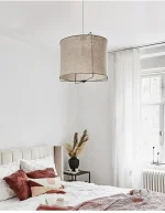Fabric Chandelier Restaurant Bedroom Chandelier Japanese Retro Creative Linen Bar Counter Handmade Art Lamps 3