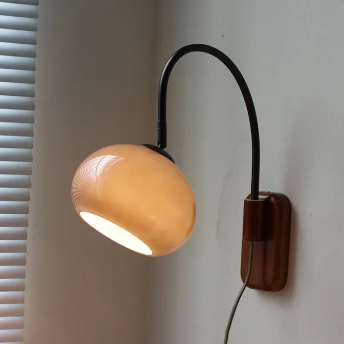 Retro Glass Wall Lamp Creative Solid Wood Bedroom Bedside Study Living Room Decoration Atmosphere Wall Lamp 2