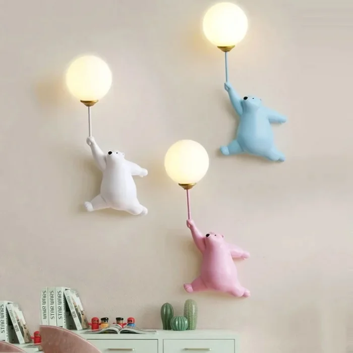 Creative Bear Wall Lamp Cute Children's Room Bedroom Animal Wall Lamp Wall Background Wall Lighting 1