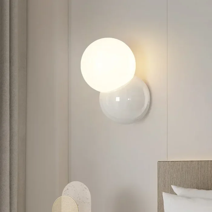 LED White Ball Small Wall Light Cream Wind Bedroom Living Room Children's Room Stairs Corridor Wall Lamp 2