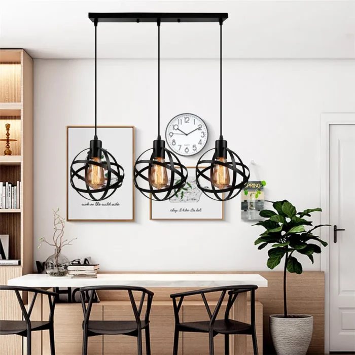 Vintage Industrial Pendant Lights Industrial Iron Ball Cage Pendant lamp for Living Room Bedroom Shop Bar Hanging Light Fixture 3