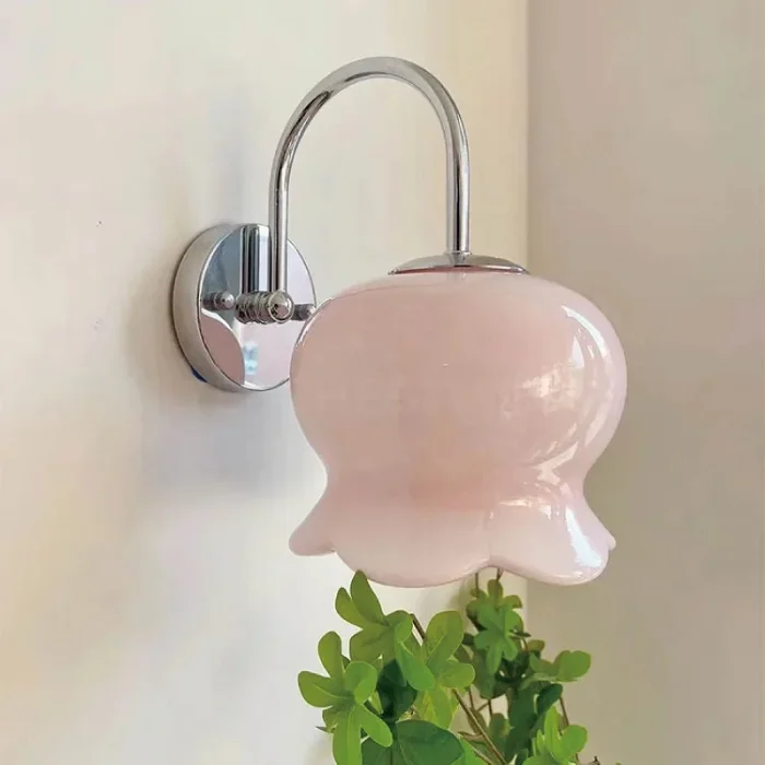 G9 French Simple Bow Cream Bell Orchid Copper Glass Wall Lamp Corridor Aisle Bedside Bedroom Decorative Lamp 3
