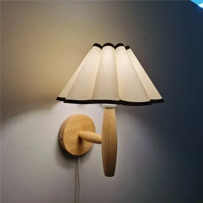 Wooden Wall Light with Plug Switch Led Interior Wall Lamps Modern Nordic Bedroom Beside Lamp Front Door Wall Light Retro Decor 1