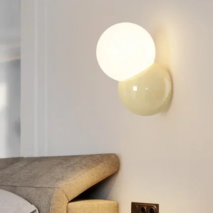 LED White Ball Small Wall Light Cream Wind Bedroom Living Room Children's Room Stairs Corridor Wall Lamp 1