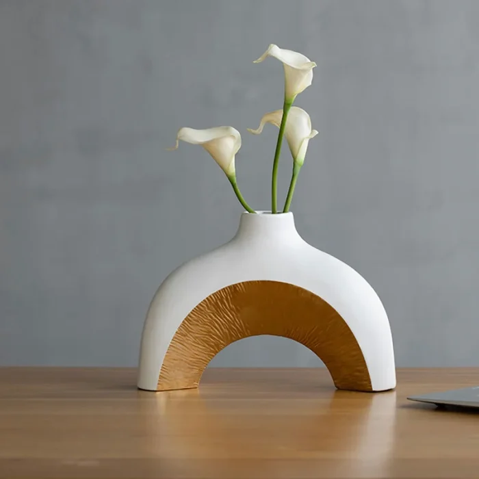 Creative electroplating golden shaped ceramic vase simple and modern interior decoration home decoration accessories crafts 2