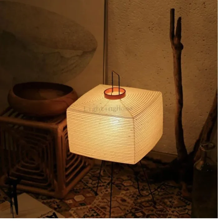 Japanese Creative Tripod Floor Lamp Designer Wabi-sabi Style Bedroom Rice Paper Standing Lights Home Hotel Lighting Decoration 3