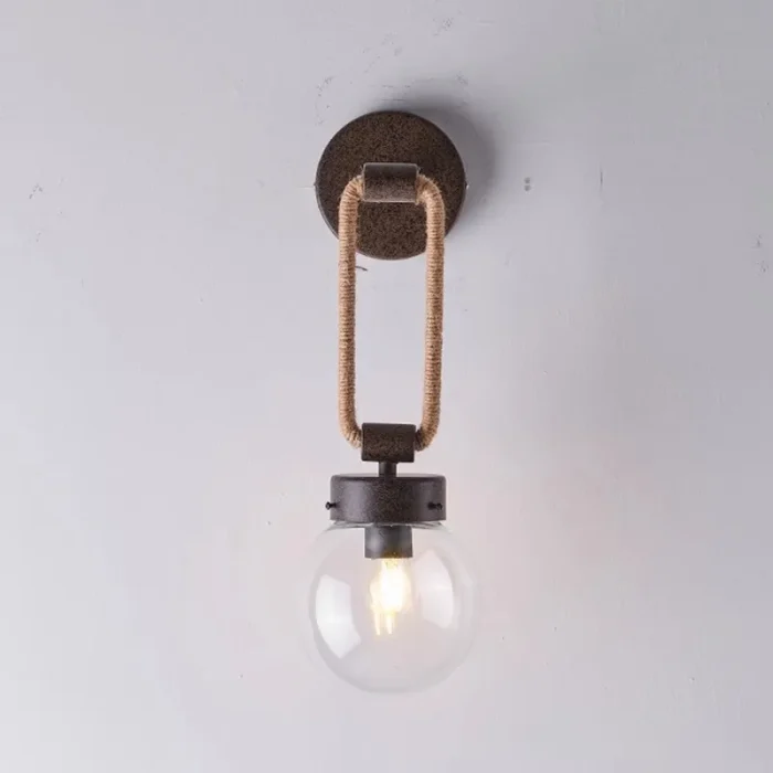 American Glass Hemp Rope Wall Lamp Retro Industrial Style Creative Living Room Background Wall Lamp Bedroom Bedside Lamp 3