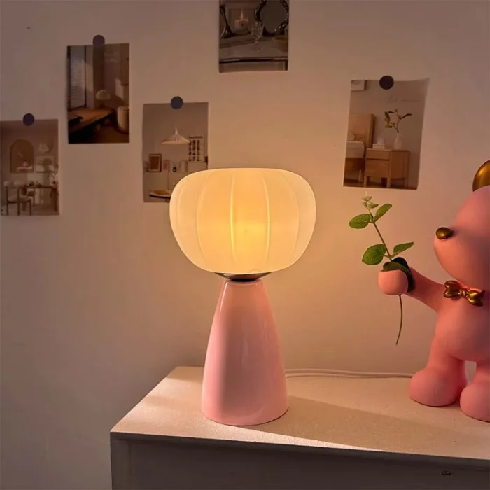 Cream Style Bedside Lamp Kapok Pumpkin Night Light Creative Atmosphere Night Light Cute Ins Girl Decorative Table Lamp 1