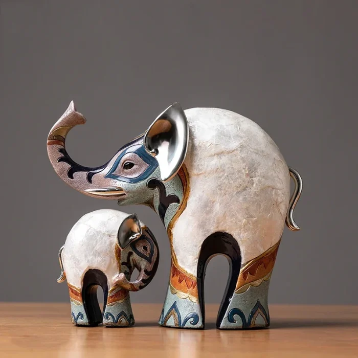 2Pcs Nordic Luxury Resin Elephant Handmade Crafts Decoration Home Living Room Office Animal Statue High Quality Ornaments Gift 3