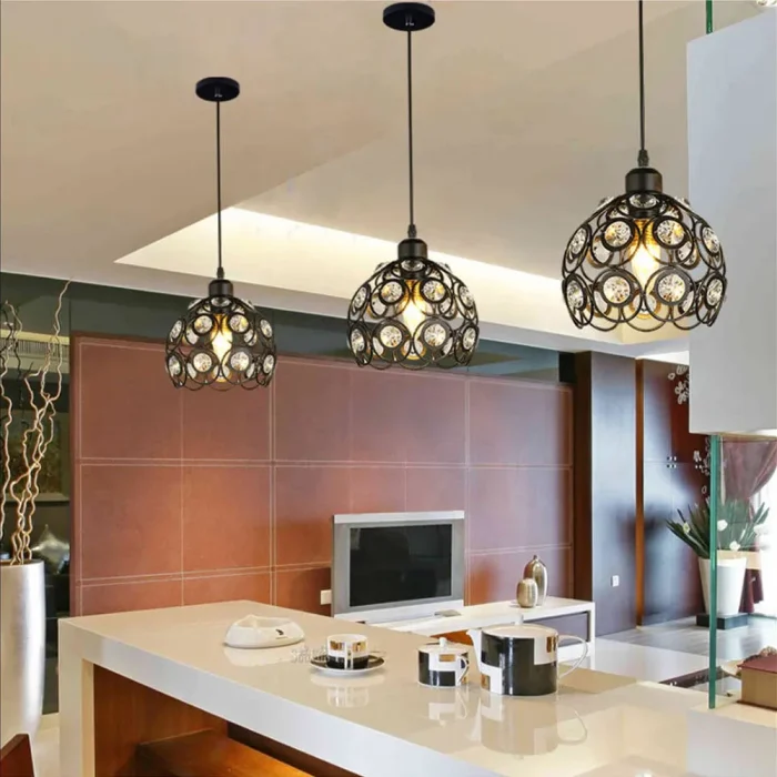 Modern Pendant Lamp E27 Industrial Lights for Bedroom Hanging Lighting Nordic Crystal K9 Lampshade LED Bulb Kitchen Chandeliers 1