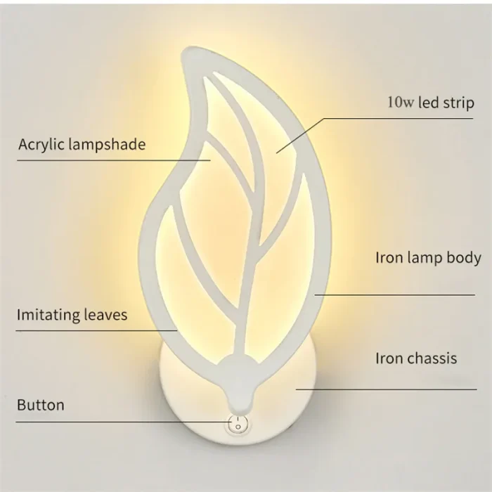 minimalist Leaf Wall Lamp living room study corridor courtyard lights acrylic LED wall light Bedroom bedside Decor Night Light 6