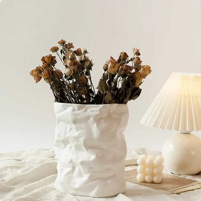 Home Crafts Decor Vase Nordic Wrinkled Paper Bag Vase Flower Pot Vase Flowers Art Decor Insert desk Ornaments Best Gift 4