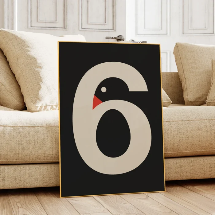 Modern Geometry Abstract NUMBER 6 Black Wall Art Aluminum Frame Prints Canvas Painting Poster Living Room Home Decor 3