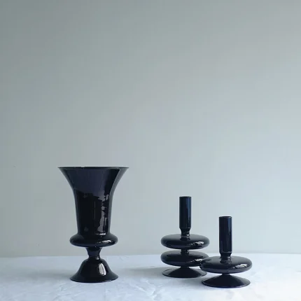 Creative Glass Hydroponic vase black candlestick glass candle stand Nordic Desktop Floral Arrangements Home Decoration Art 2