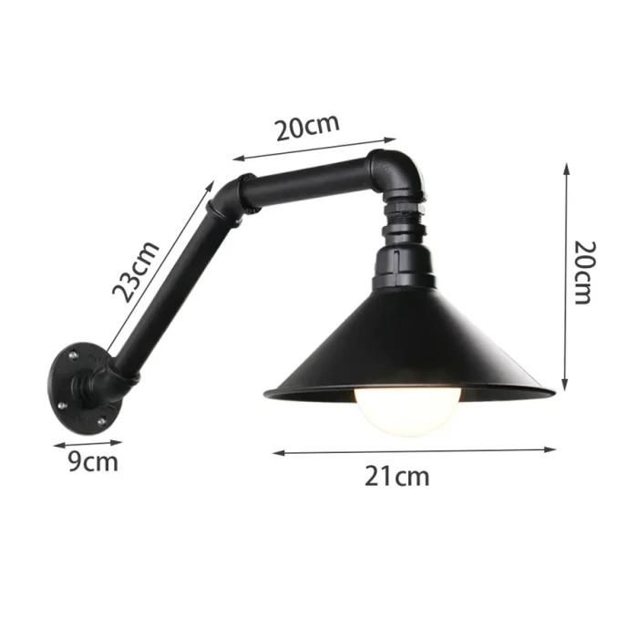 Vintage Long Arm Wall Light Fixture Edison Retro Water Pipe Wall Lamp Loft Industrial Wall Sconce for Kitchen Living Room Bar 6