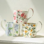 Creative Matte Floral Ceramic Mug Ornaments Living Room Kitchen Bedroom Office Milk Mug Crafts Birthday Gifts Home Decoration 1