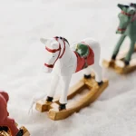 Nordic Style Hand-painted Resin Horse Rocking Tabletop Ornaments Living Room Children's Room Garden Animal Statue Decorative 2