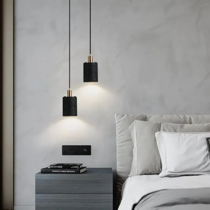 Black Hole Stone Chandelier Style Style Restaurant Personality Nordic B&B Bedroom Bedside Raw Stone Natural Decorative Lamps 5