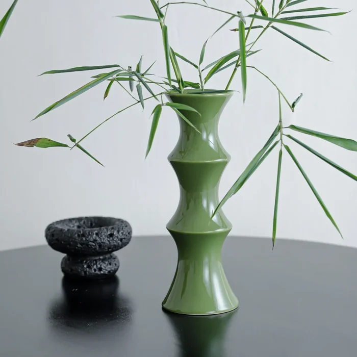 Nordic Retro Bamboo Shape Ceramic Vase Ornaments Living Room Bedroom Dining Table Flower Arrangement Art Vase Wedding Decoration 2