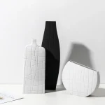Nordic ins Scandinavian Minimalist Artwork Black And White Stripes Ceramic Vase Creative Design Desktop Home Decorations Europe 2