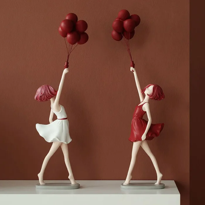 Luxury Creative Balloon Girl Decoration for Home Figure Sculpture Statue Living Room Bedroom Desk Ornaments Craft Christmas Gift 2