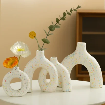 Home Decor Ceramic Vase Nordic Room Decoration Wedding Decoration Flower Pot Desktop Plain Abstract Art Flower Arrangement Vases 2