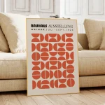 Modern Geometry Abstract Bauhaus Orange Semicircles Wall Art Aluminum Frame Prints Canvas Painting Poster Living Room Home Decor 3