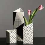 Nordic ins ceramic geometric vase creative room living room desktop dried flower flower arrangement home decoration accessories 1