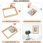 Wooden Picture Photo Frames Table Display Double Side Pressed Flower Frames Plant Specimen Herbarium Clip Double Glass Frame 4