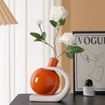 Nordic Geometric Ceramic Vase Ornaments Living Room Wine Cabinet TV Cabinet Desktop Art Dry Flower Vase Wedding Vase Decoration 3