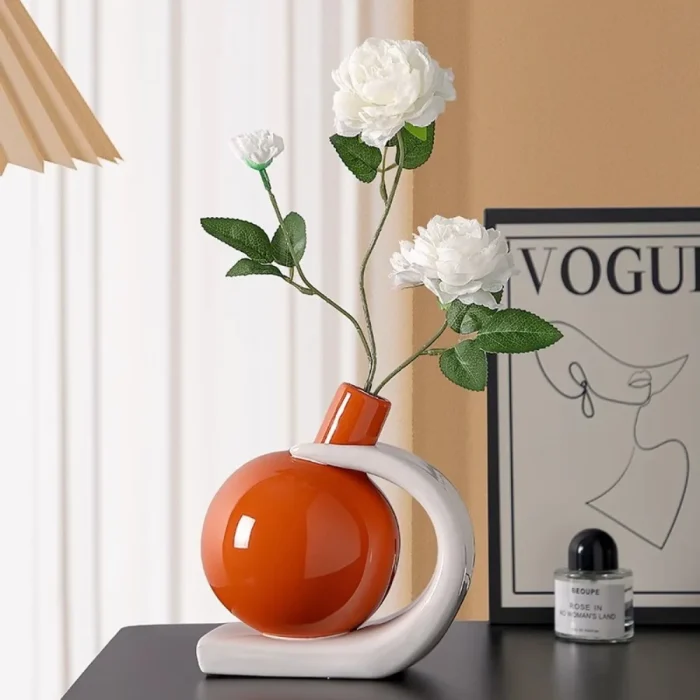 Nordic Geometric Ceramic Vase Ornaments Living Room Wine Cabinet TV Cabinet Desktop Art Dry Flower Vase Wedding Vase Decoration 3