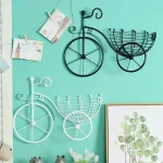 Metal Planter Wrought Iron Bicycle Wall Hanging Flower Basket Suspension Flower Arrangement Container Home Decor Art Decoration 1
