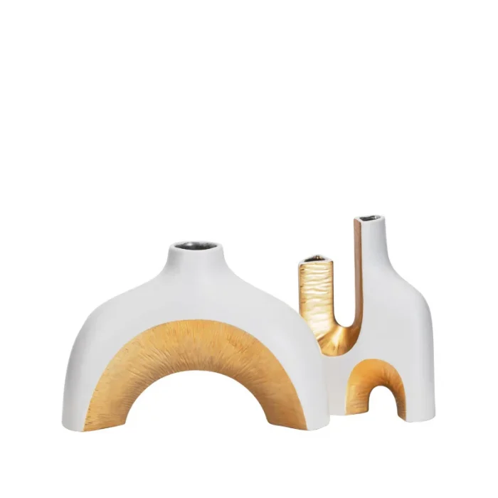 Creative electroplating golden shaped ceramic vase simple and modern interior decoration home decoration accessories crafts 5