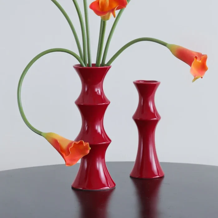 Nordic Retro Bamboo Shape Ceramic Vase Ornaments Living Room Bedroom Dining Table Flower Arrangement Art Vase Wedding Decoration 4