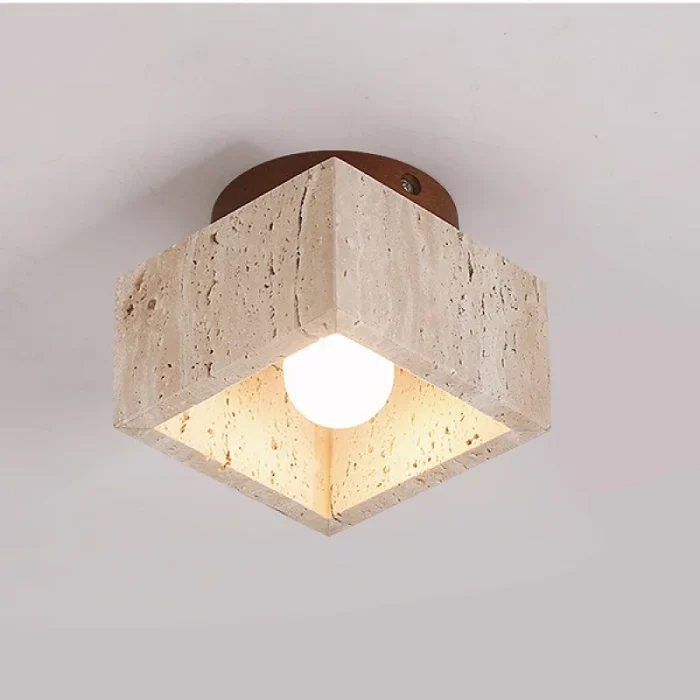 Yellow Travertine Ceiling Lamp Living Room Bedroom Aisle Stairs Decorative Lamp Personalized Cream Style Bedside Lamp 3