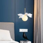 Nordic Personality Restaurant Small Chandelier Creative Bar Single-Head Bedroom Bedside Resin Glass Decorative Chandelier G9 4