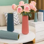 Solid Color Imitation Ceramic Vase Nordic Style Modern Simple Plastic Vases Creative Wedding Table Indoor Decoration Flower Pot 1