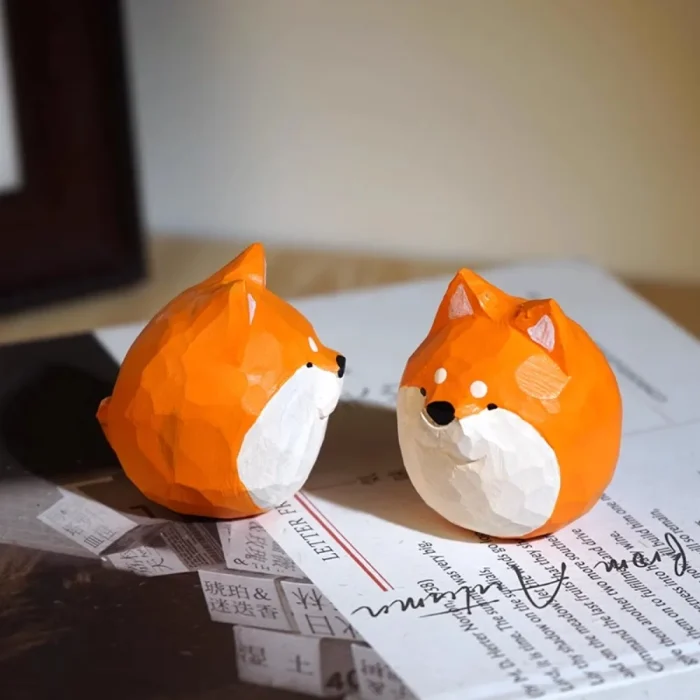 Creative Handmade Wood Carving Doggy Sculpture Ornaments Living Room Bedroom Office Desktop Animal Statue Crafts Birthday Gifts 2