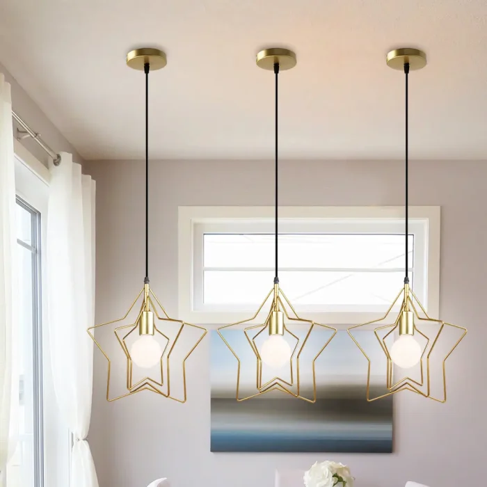 Retro Loft Led Pendant Lights Pentagram Coffee Shop Hotel Decoration Restaurant Bar Iron Art Hanglamp shape adjustable 3