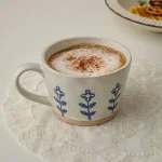 320ml Cute Flower Ceramic Cup Mug for Coffee Exquisite Home Breakfast Oatmeal Milk Water Cup Tumbler Teacup Christmas Gift 3