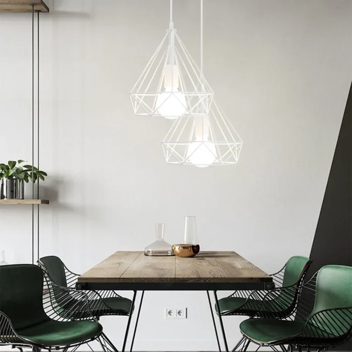 Retro Led Pendant Light E27 Iron Frame Ceiling Chandelier Lighting for Kitchen Over Table Dining Room Living Room Hanging Lamp 3