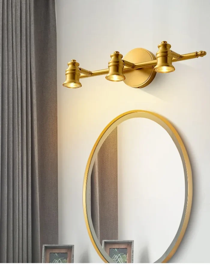 Retro All-copper Bathroom Decorative Picture Mirror Headlight Bathroom American LED Waterproof Wash Mirror Bedroom Bedside Lamp 4